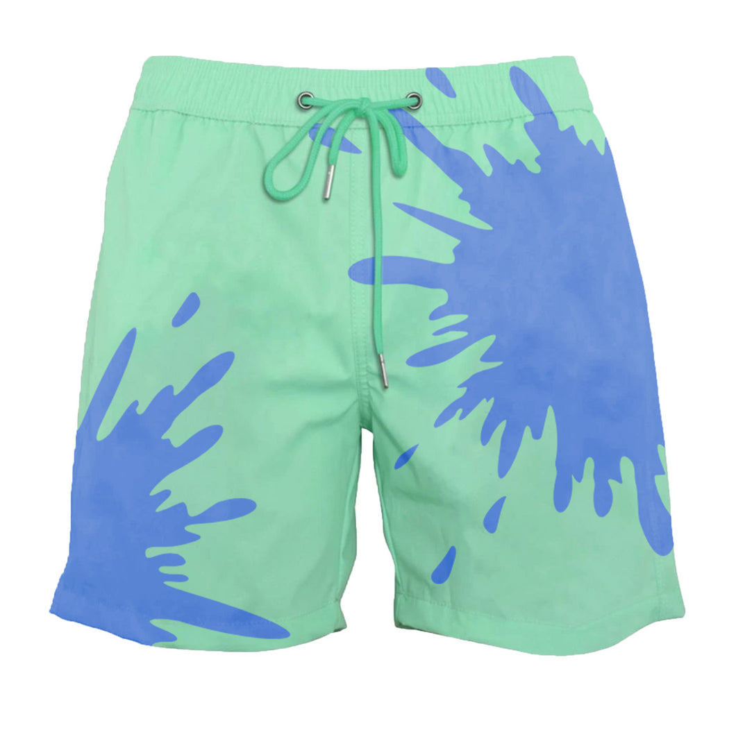 Green to Blue Color-Changing Swim Trunks