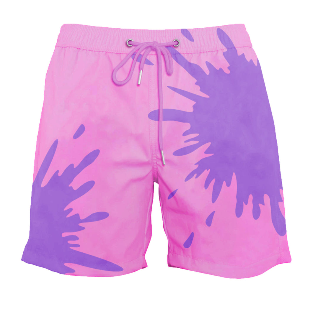 Pink to Purple Color-Changing Swim Trunks