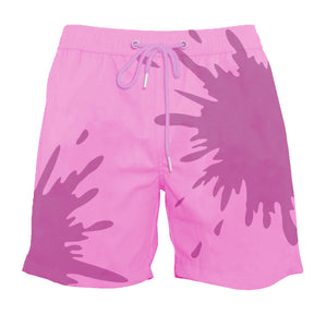 Pink to Burgundy Color-Changing Swim Trunks
