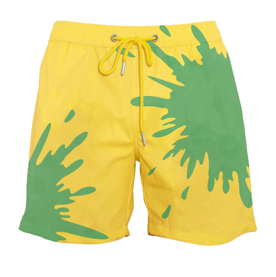 Green to Yellow Color-Changing Swim Trunks